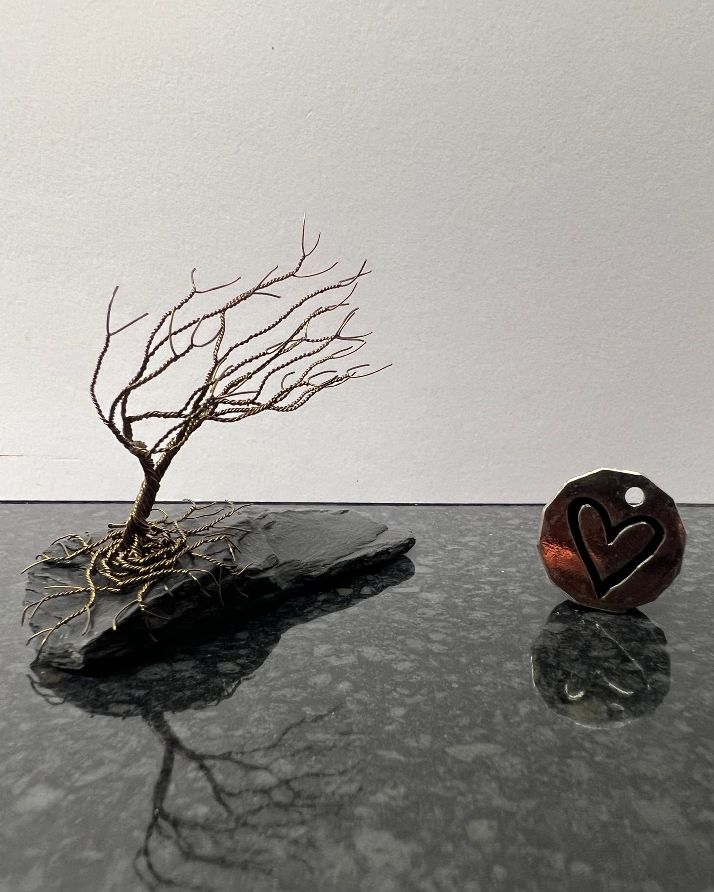 Windswept Celtic Tree Sculpture - Gunmetal on Slate - Small