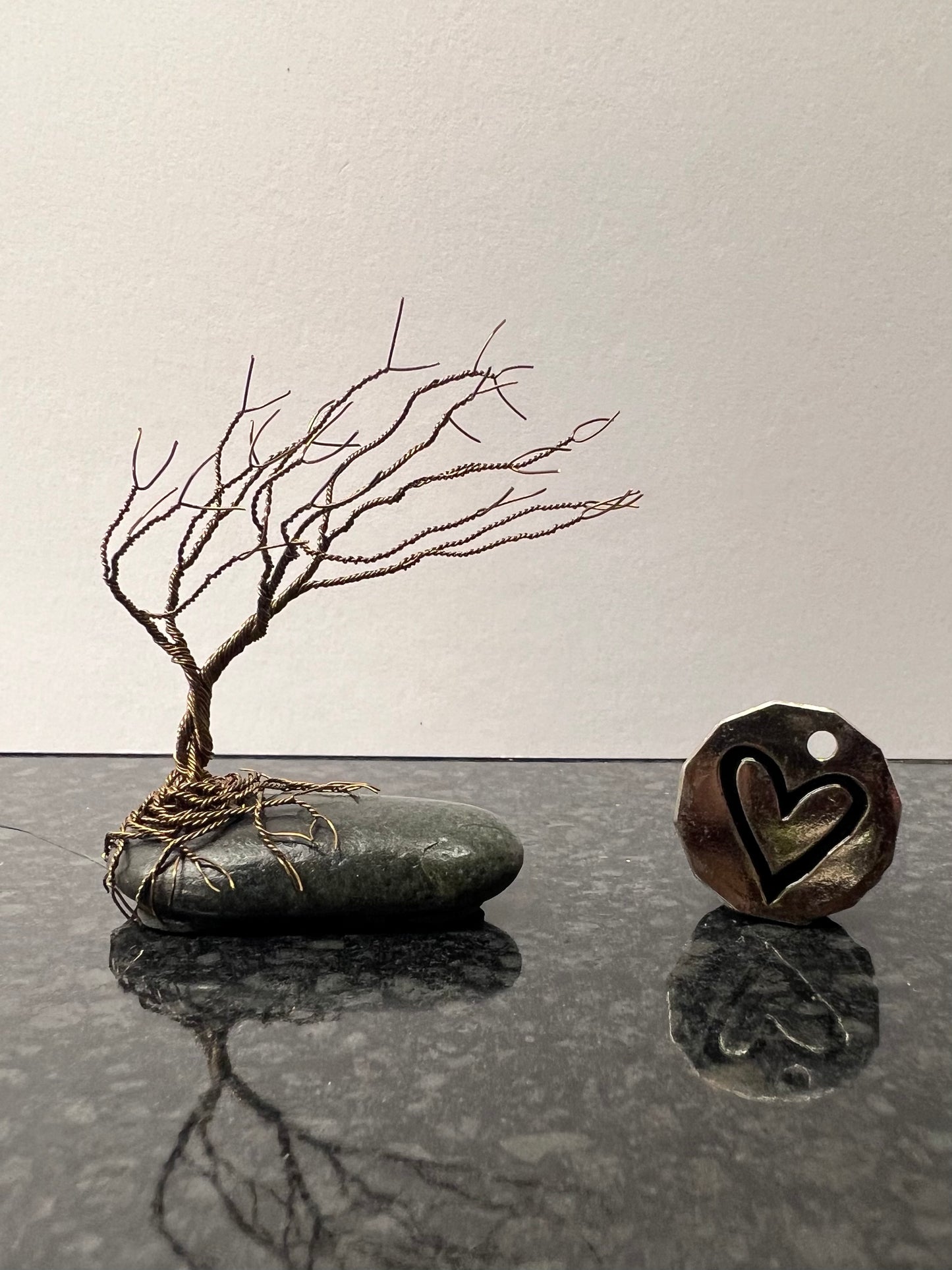 Windswept Celtic Tree Sculpture - Gunmetal on Pebble - Small