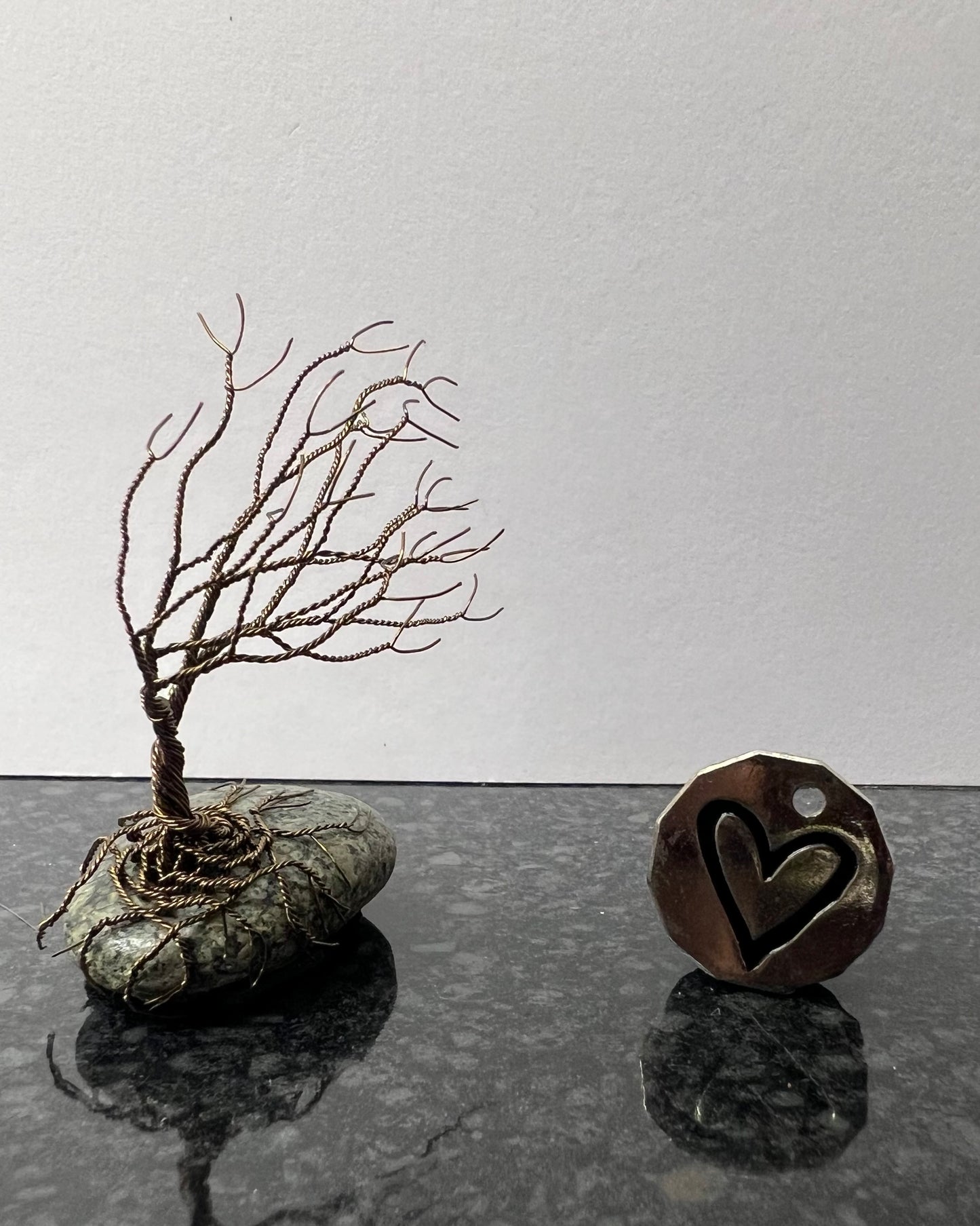 Windswept Celtic Tree Sculpture - Gunmetal on Pebble - Small