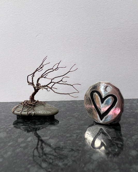 Windswept Celtic Tree Sculpture - Gunmetal on Pebble - Mini