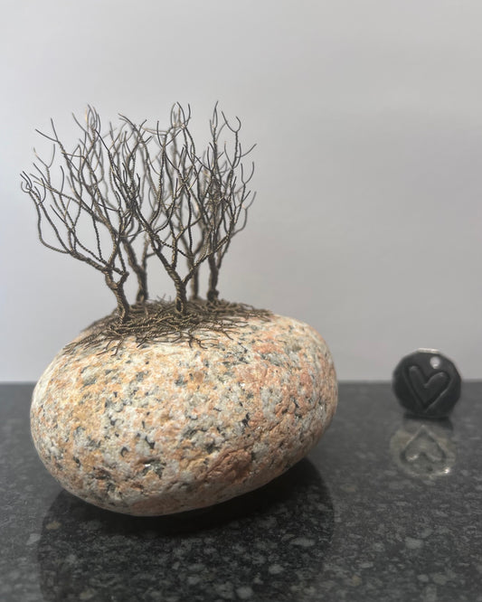 Nearly Home/Nearly There Sculpture - Gunmetal on Pebble - Small