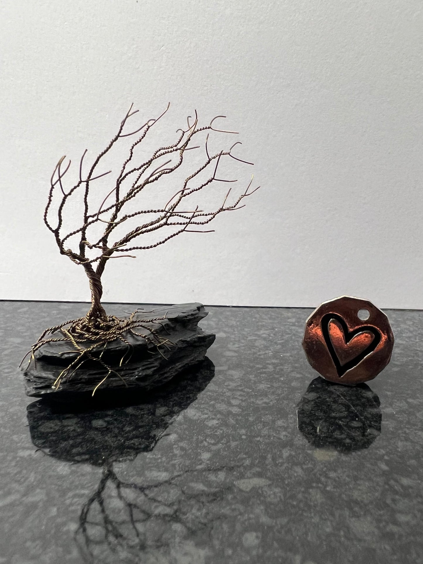 Windswept Celtic Tree Sculpture - Gunmetal on Slate - Small