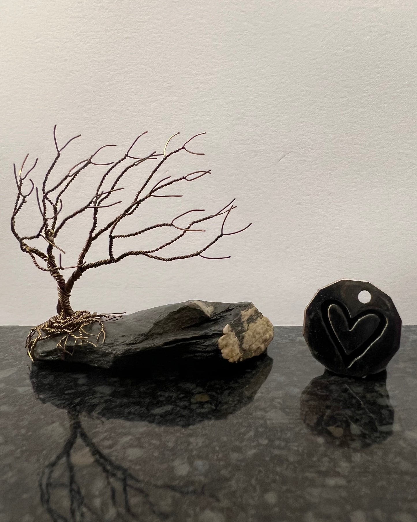Windswept Celtic Tree Sculpture - Gunmetal on Slate - Small