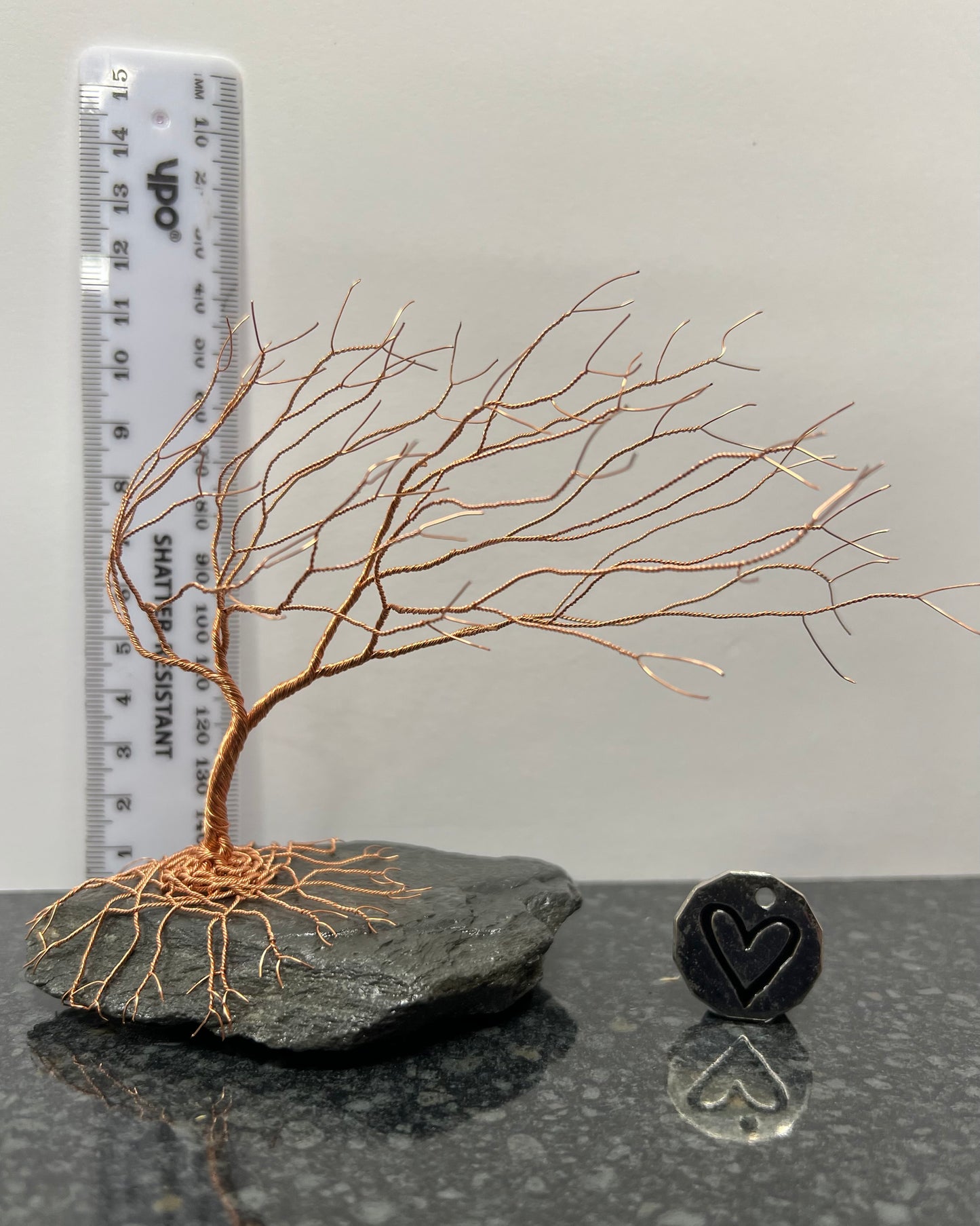 Windswept Celtic Tree Sculpture - Copper on Slate - Medium