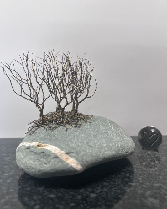 Nearly Home/Nearly There Sculpture - Gunmetal on Pebble - Small