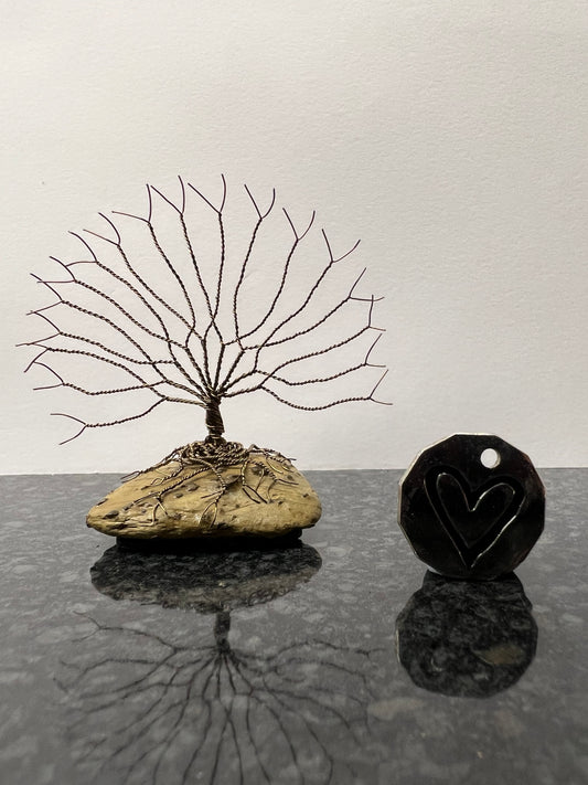 Celtic Tree of Life Sculpture - Gunmetal on Pebble - Small