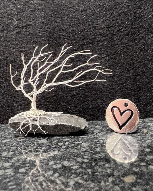 Windswept Celtic Tree Sculpture - Silver (plated) on Slate - Small