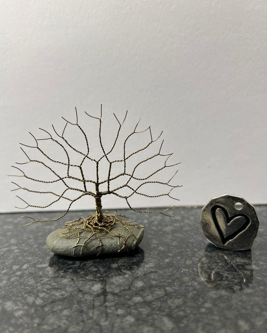 Celtic Tree of Life Sculpture - Gunmetal on Pebble - Small