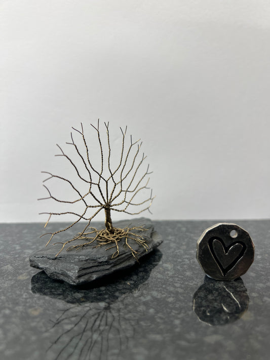 Celtic Tree of Life Sculpture - Gunmetal on Slate - Small
