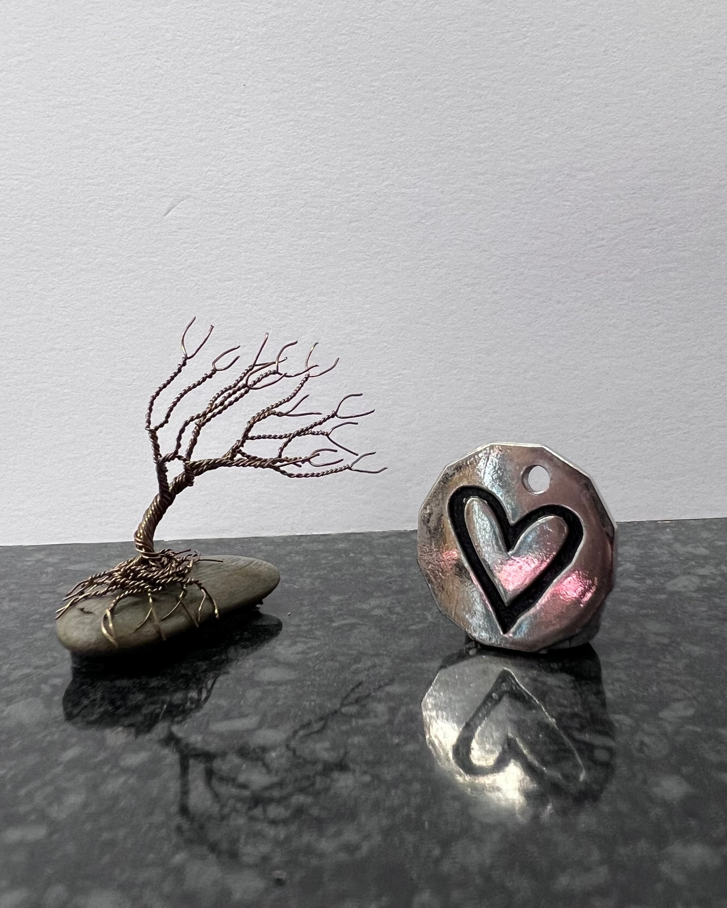 Windswept Celtic Tree Sculpture - Gunmetal on Pebble - Mini