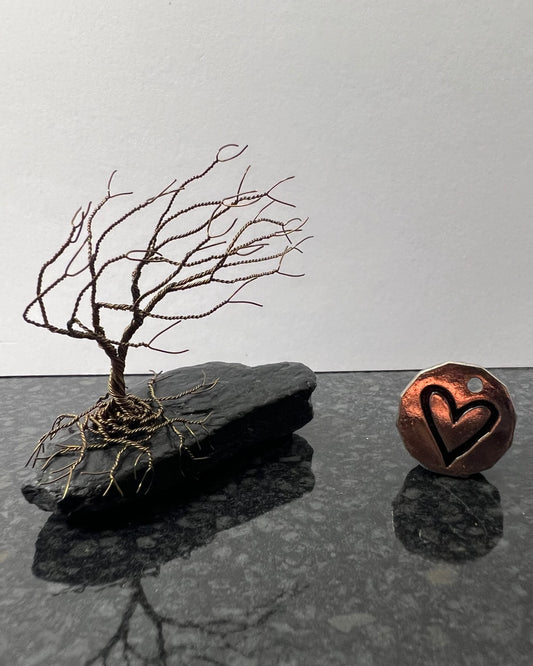 Windswept Celtic Tree Sculpture - Gunmetal on Slate - Small