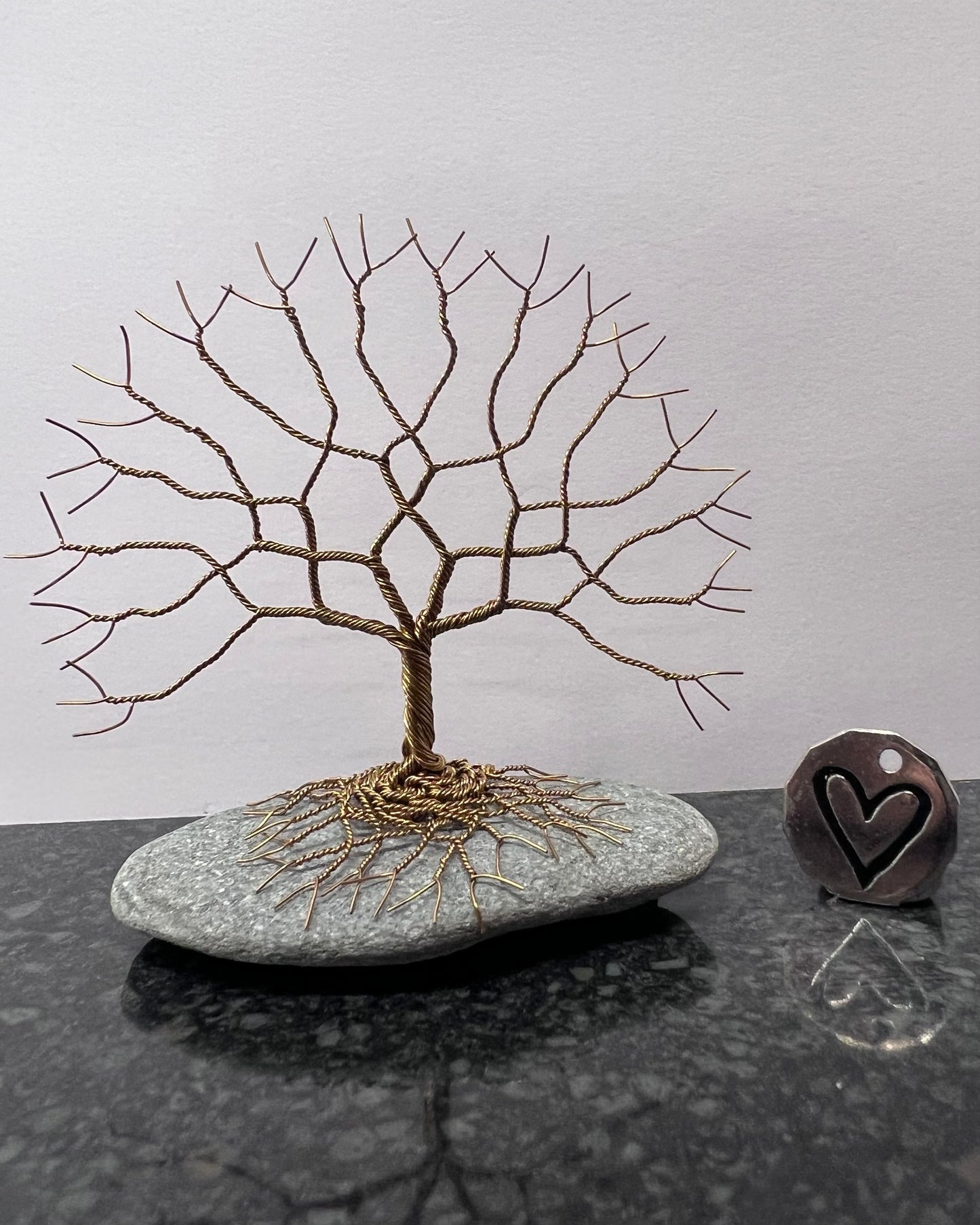 Celtic Tree of Life Sculpture -  Antique Bronze on Pebble - Small Plus