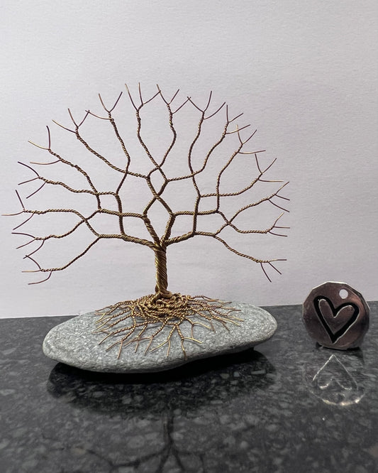 Celtic Tree of Life Sculpture -  Antique Bronze on Pebble - Small Plus