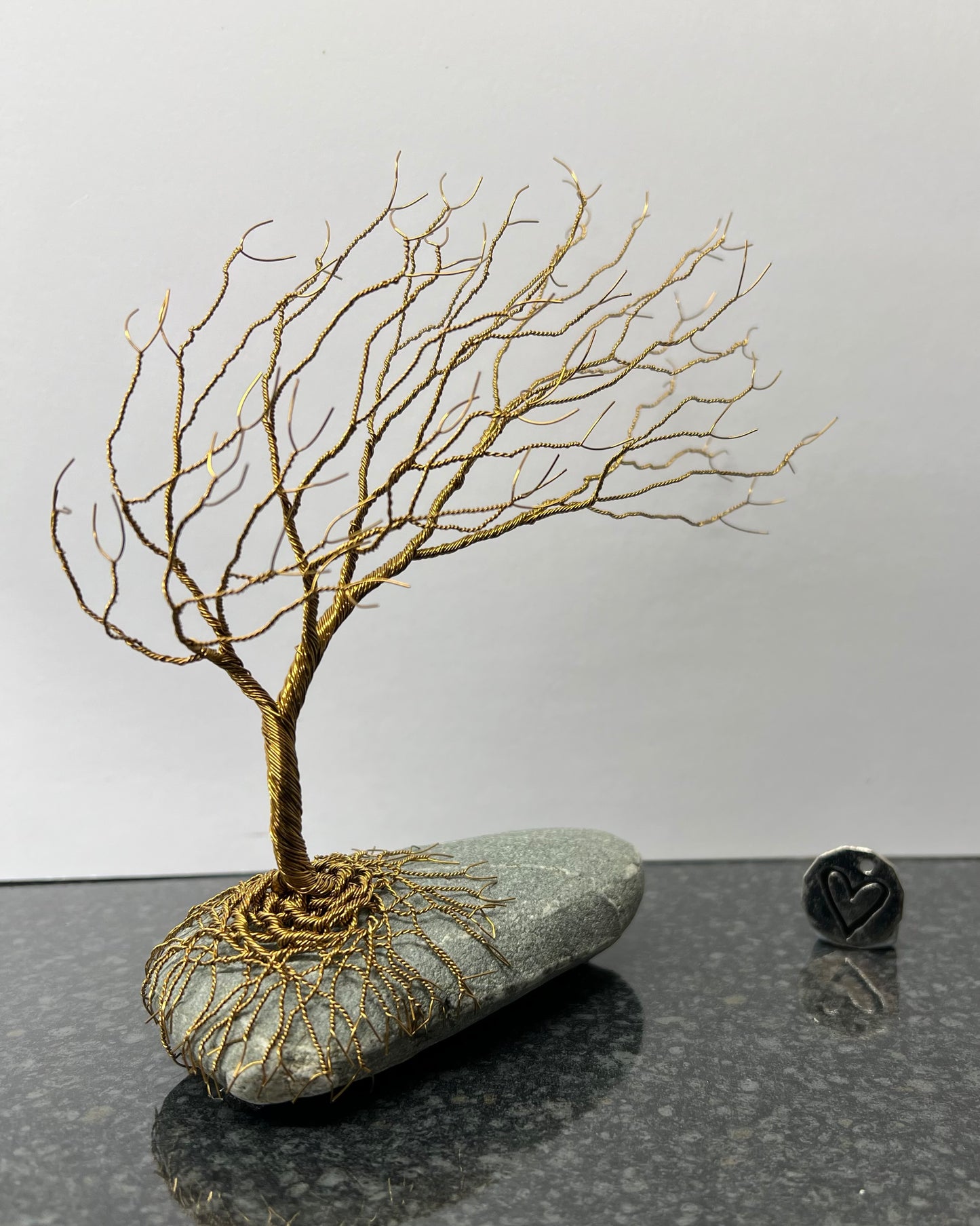 Windswept Celtic Tree Sculpture - Antique Bronze on Pebble - Medium Plus