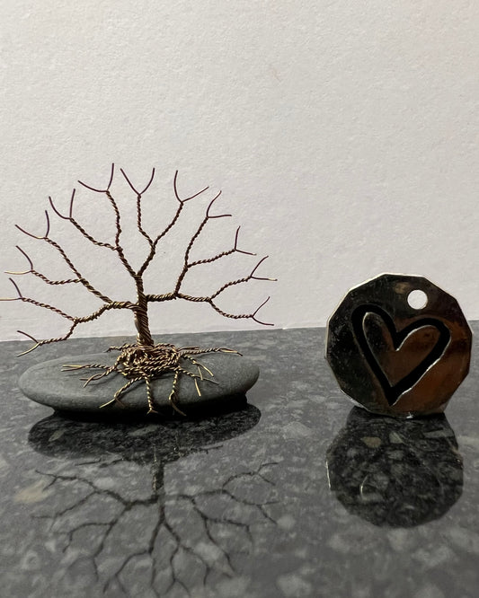 Celtic Tree of Life Sculpture - Gunmetal on Pebble - Mini