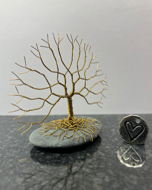 Celtic Tree of Life Sculpture -  Antique Bronze on Pebble - Small Plus