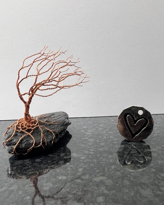 Windswept Celtic Tree Sculpture - Copper on Slate - Small