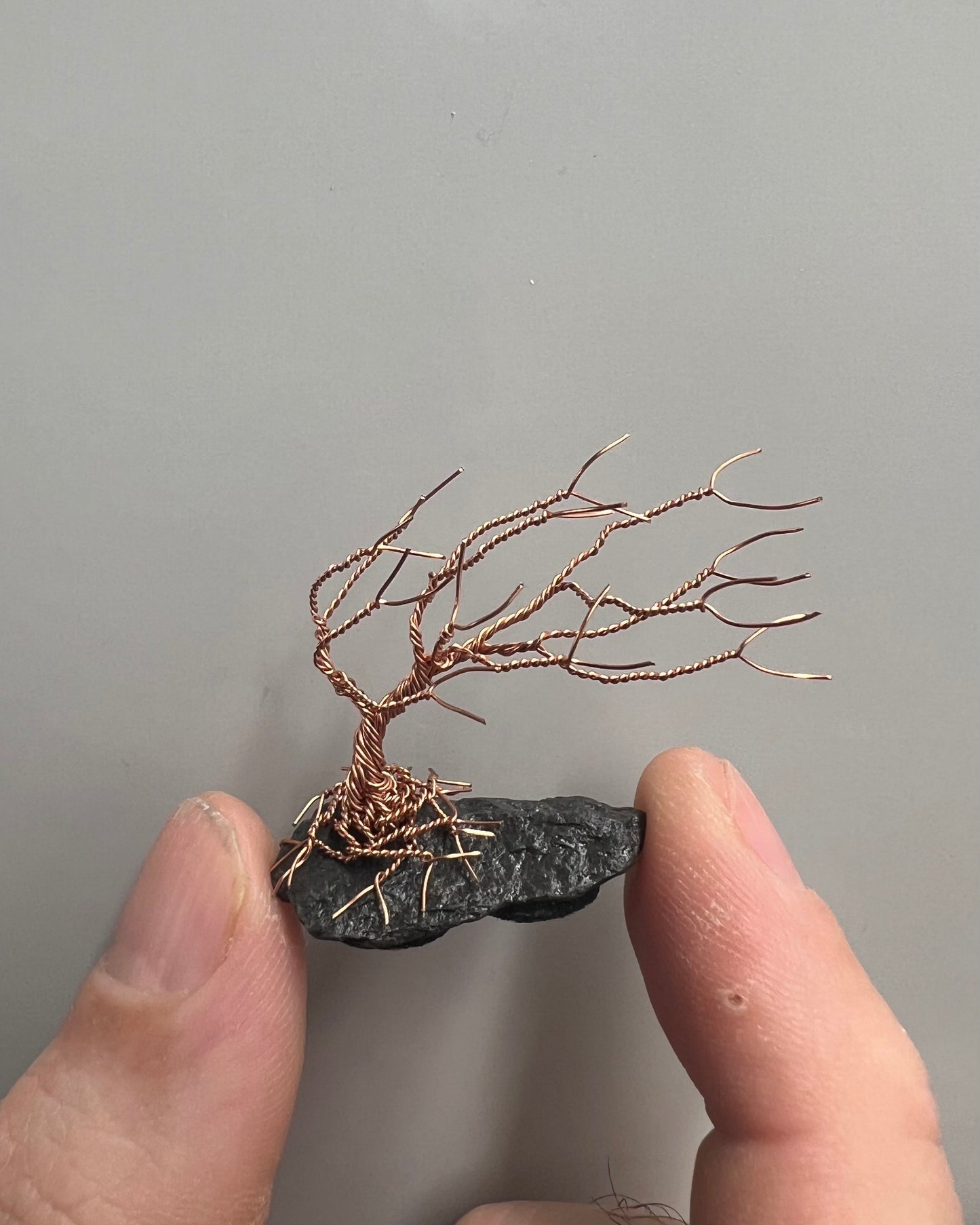 Windswept Celtic Tree Sculpture - Copper on Slate - Mini