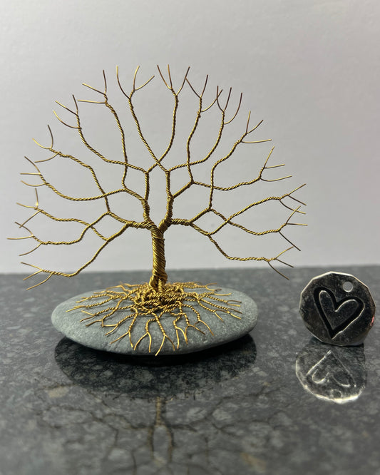 Celtic Tree of Life Sculpture -  Antique Bronze on Pebble - Small Plus