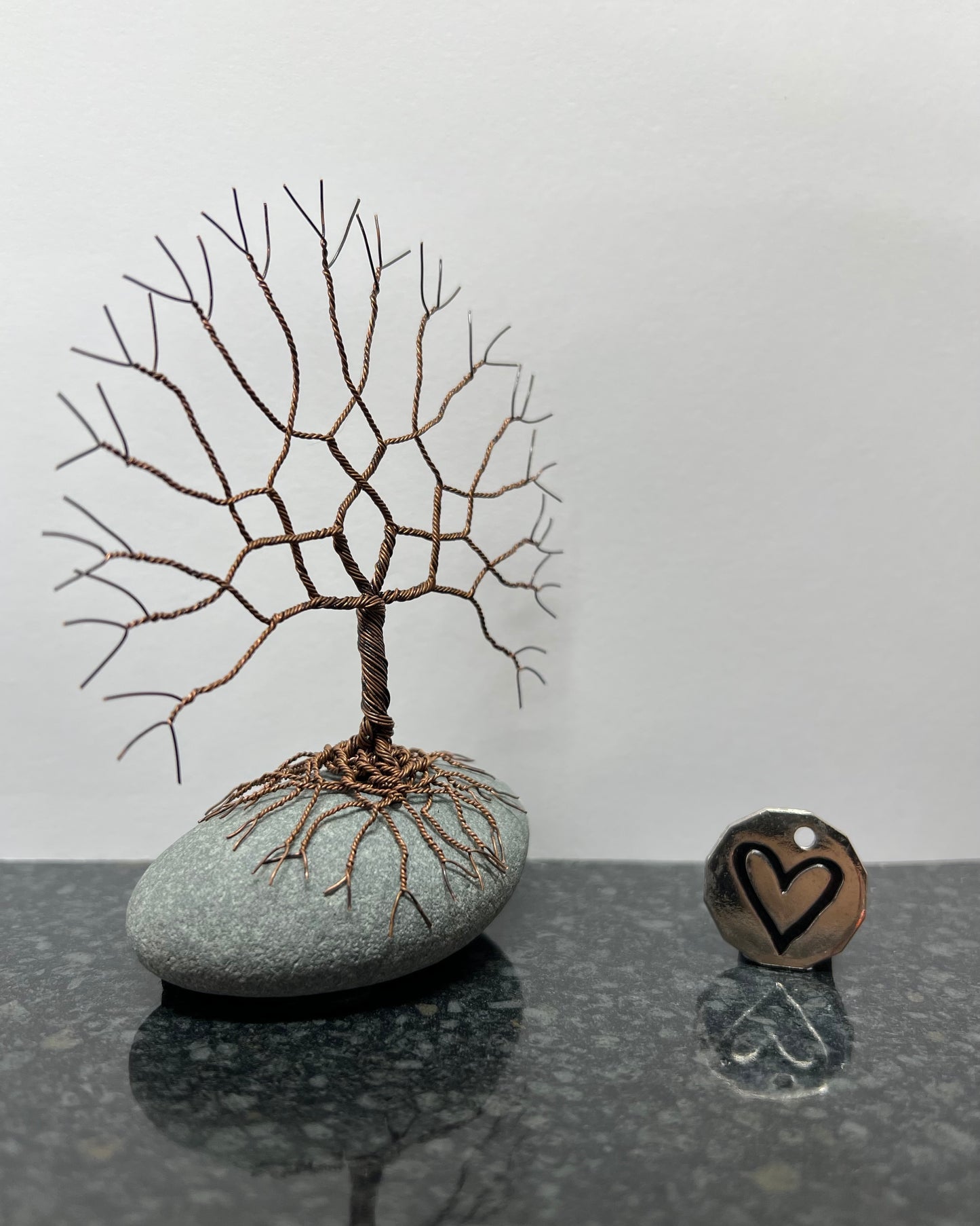 Tree of Life Celtic Tree Sculpture - Antique Copper on Pebble - Small Plus