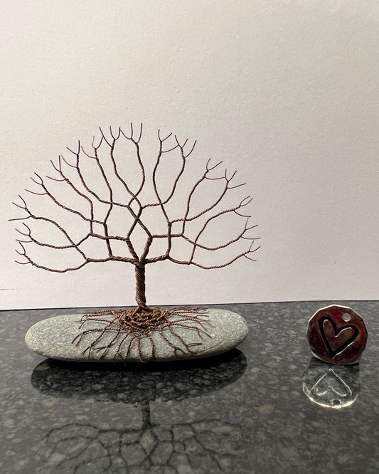 Tree of Life Celtic Tree Sculpture - Antique Copper on Pebble - Small Plus