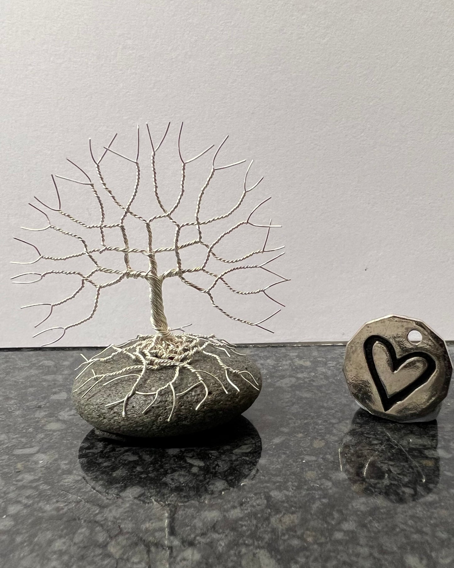 Celtic Tree of Life Sculpture -      Silver (plated) on Pebble - Small