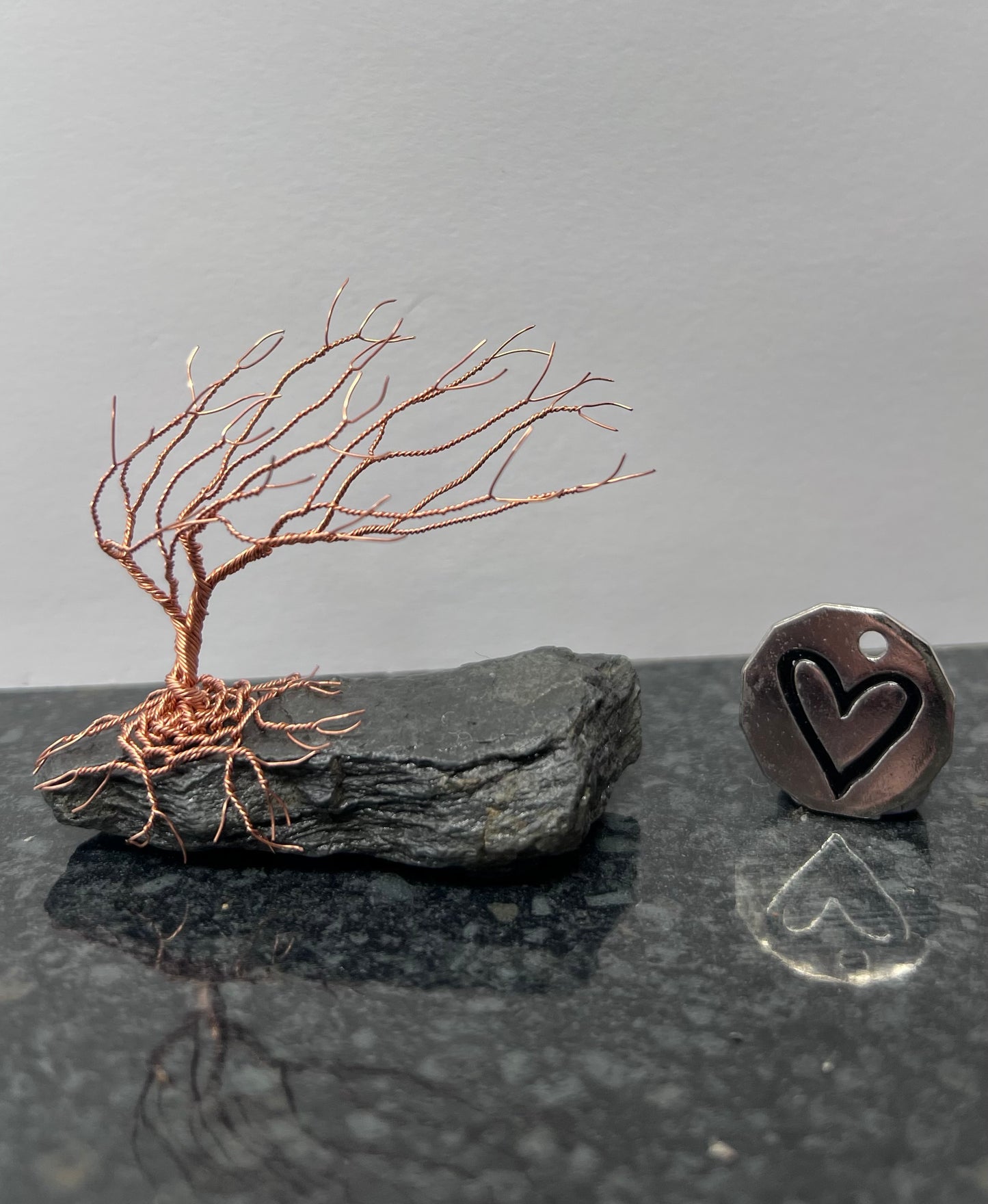 Windswept Celtic Tree Sculpture - Copper on Slate - Small