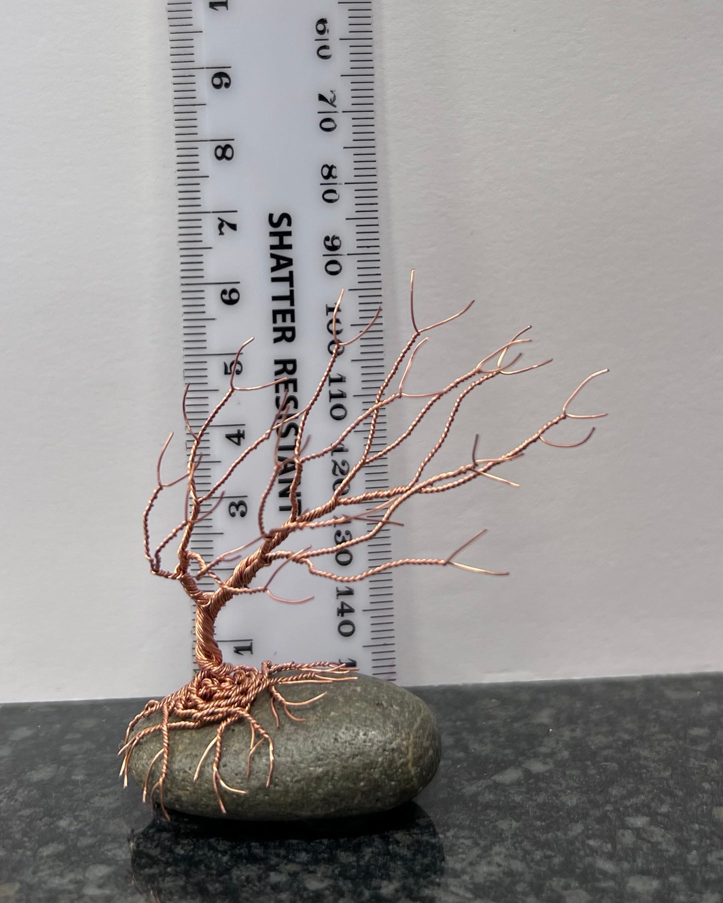 Windswept Celtic Tree Sculpture - Copper on Pebble - Small