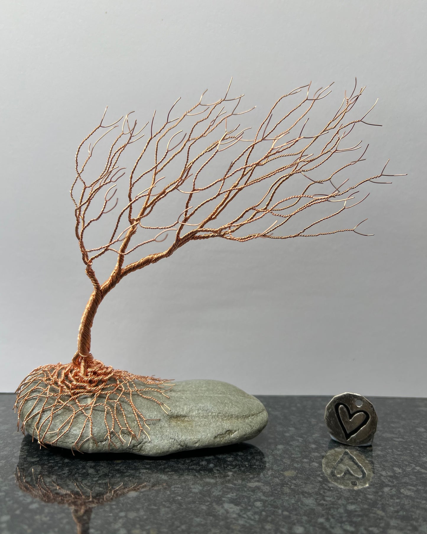 Windswept Celtic Tree Sculpture - Copper on Pebble - Medium Plus