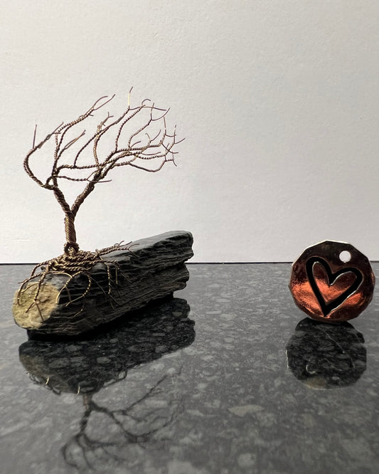 Windswept Celtic Tree Sculpture - Gunmetal on Slate - Small