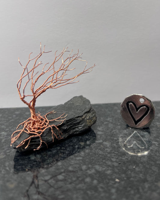 Windswept Celtic Tree Sculpture - Copper on Slate - Small
