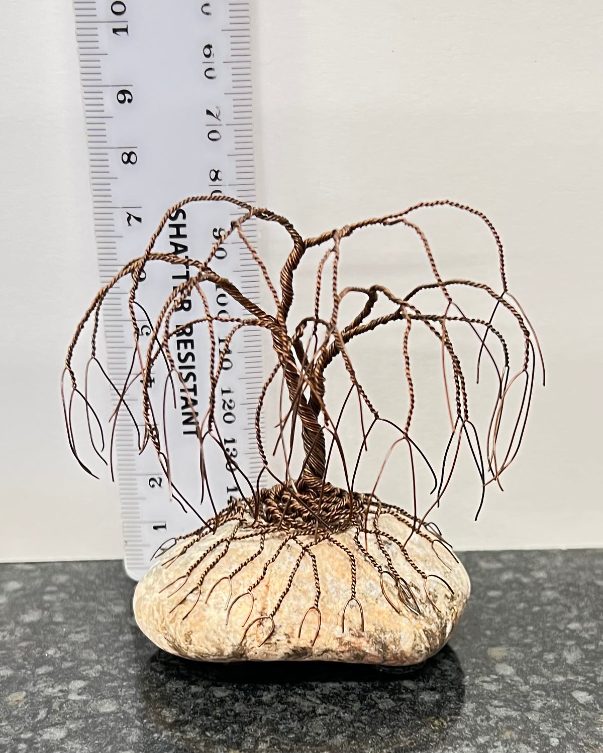 Willow Celtic Tree Sculpture - Antique Copper on Pebble - Small Plus