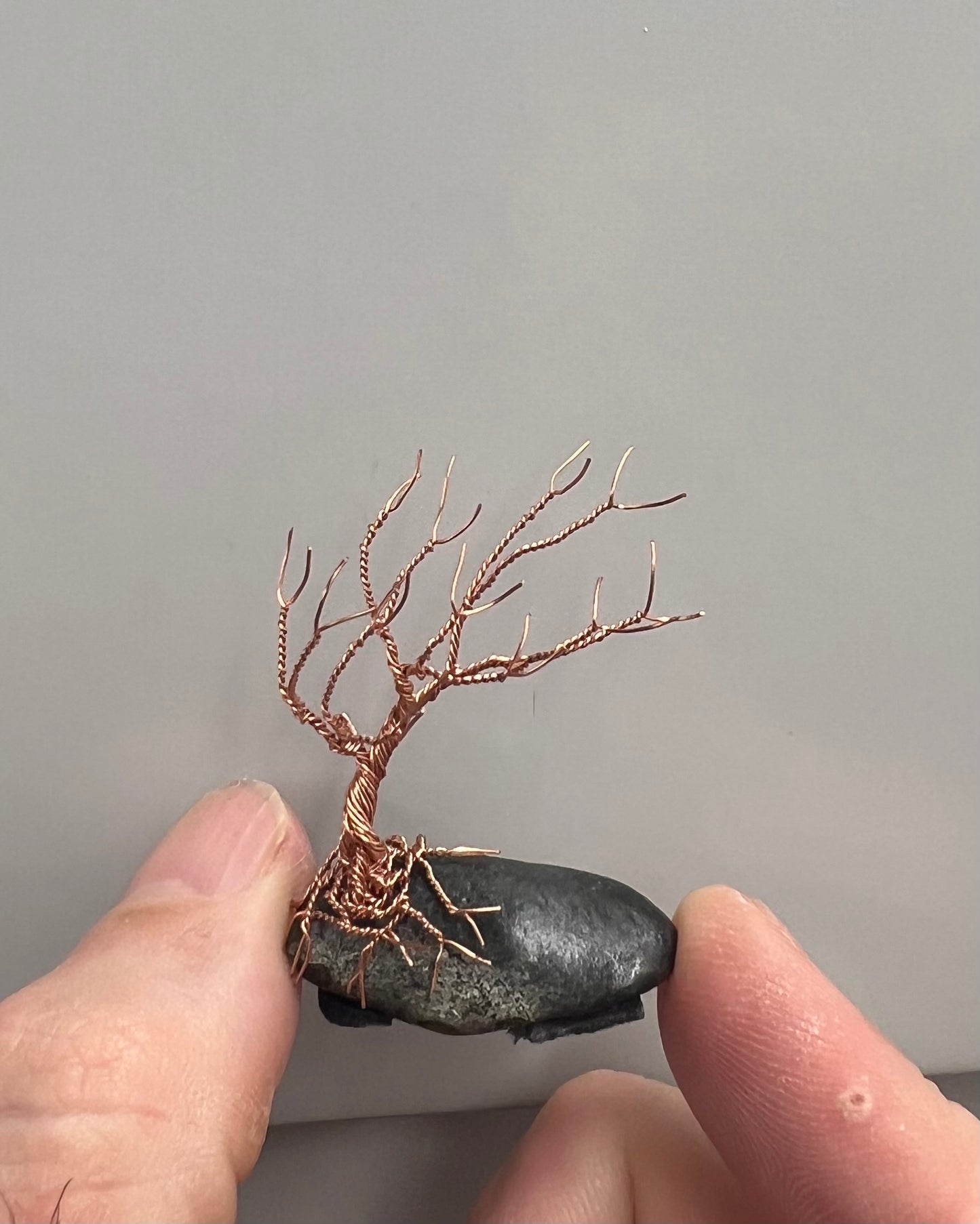 Windswept Celtic Tree Sculpture - Copper on Pebble - Mini