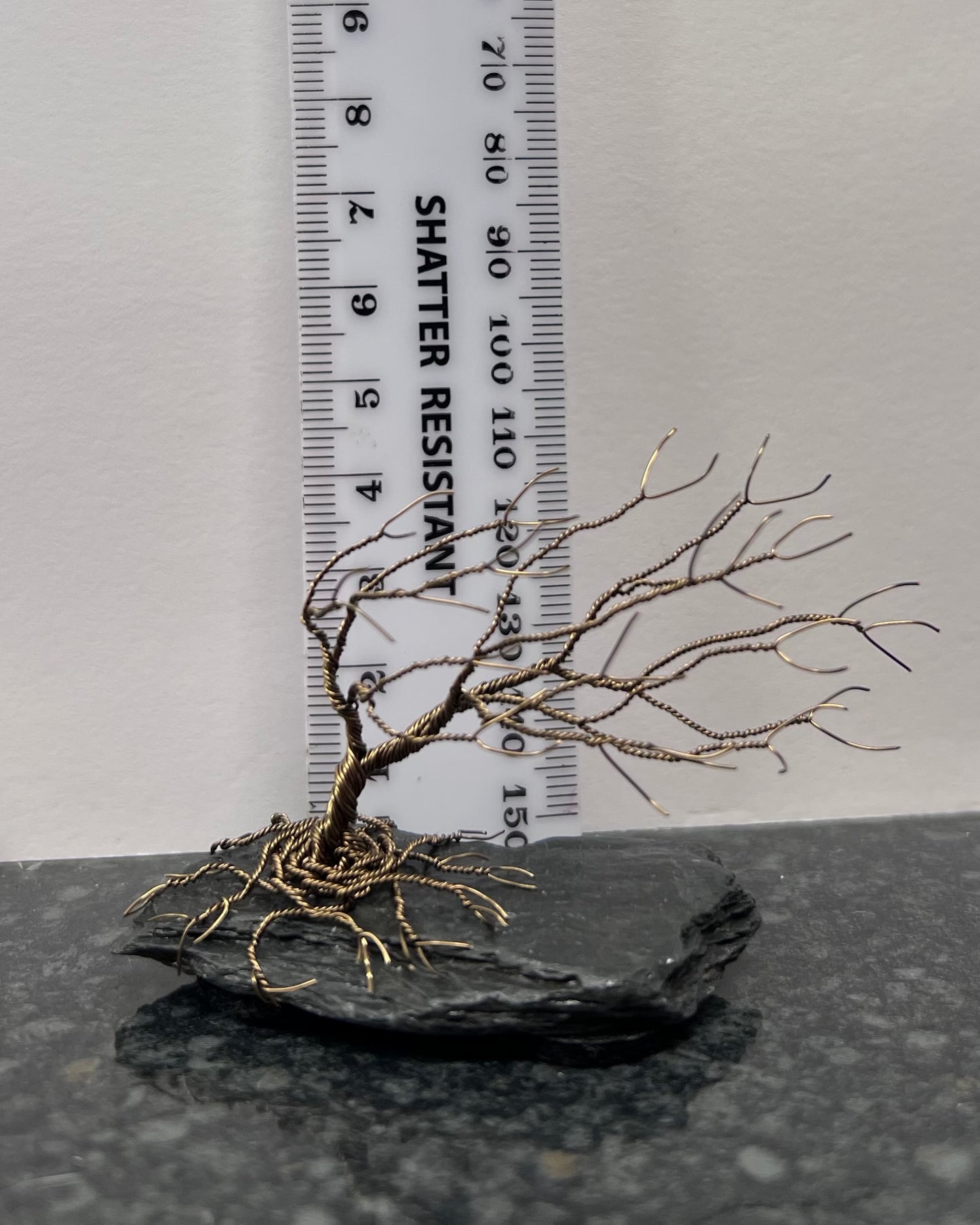 Windswept Celtic Tree Sculpture - Gunmetal on Slate - Small