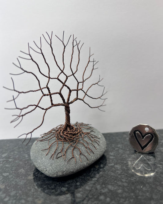 Celtic Tree of Life Sculpture -  Antique Copper on Pebble - Small Plus