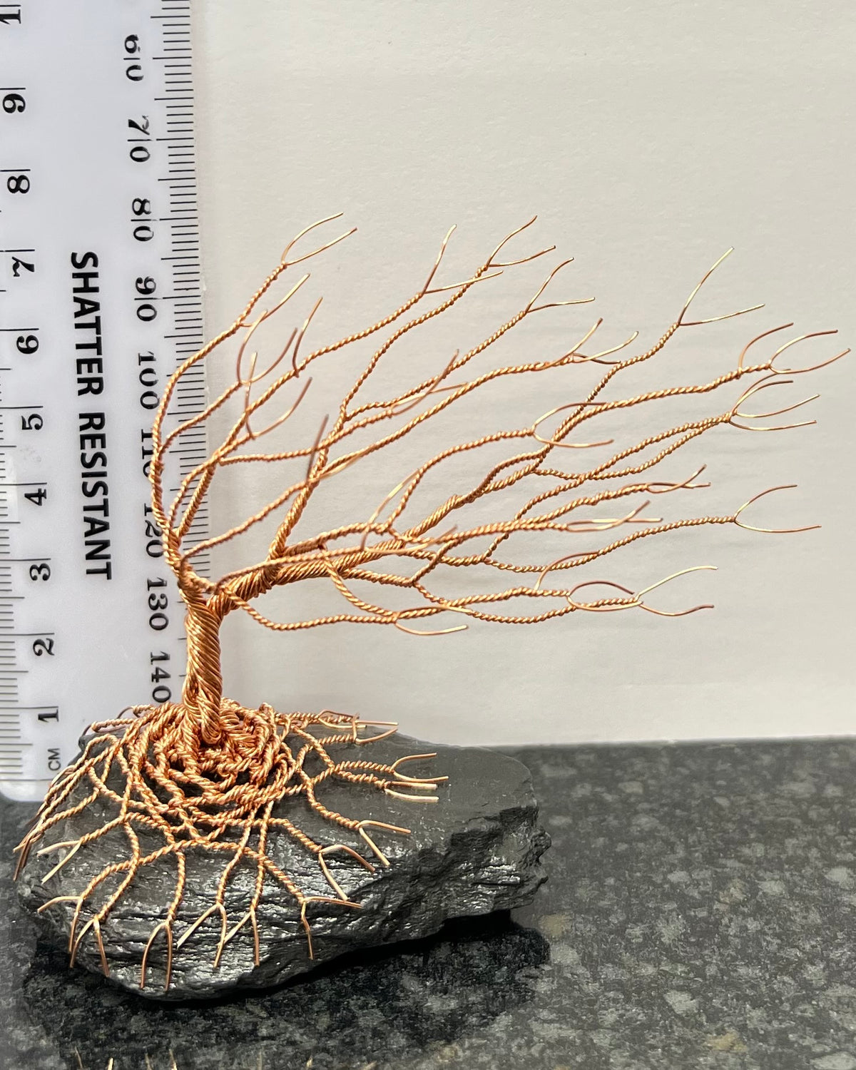 Windswept Celtic Tree Sculpture - Copper on Slate - Small Plus