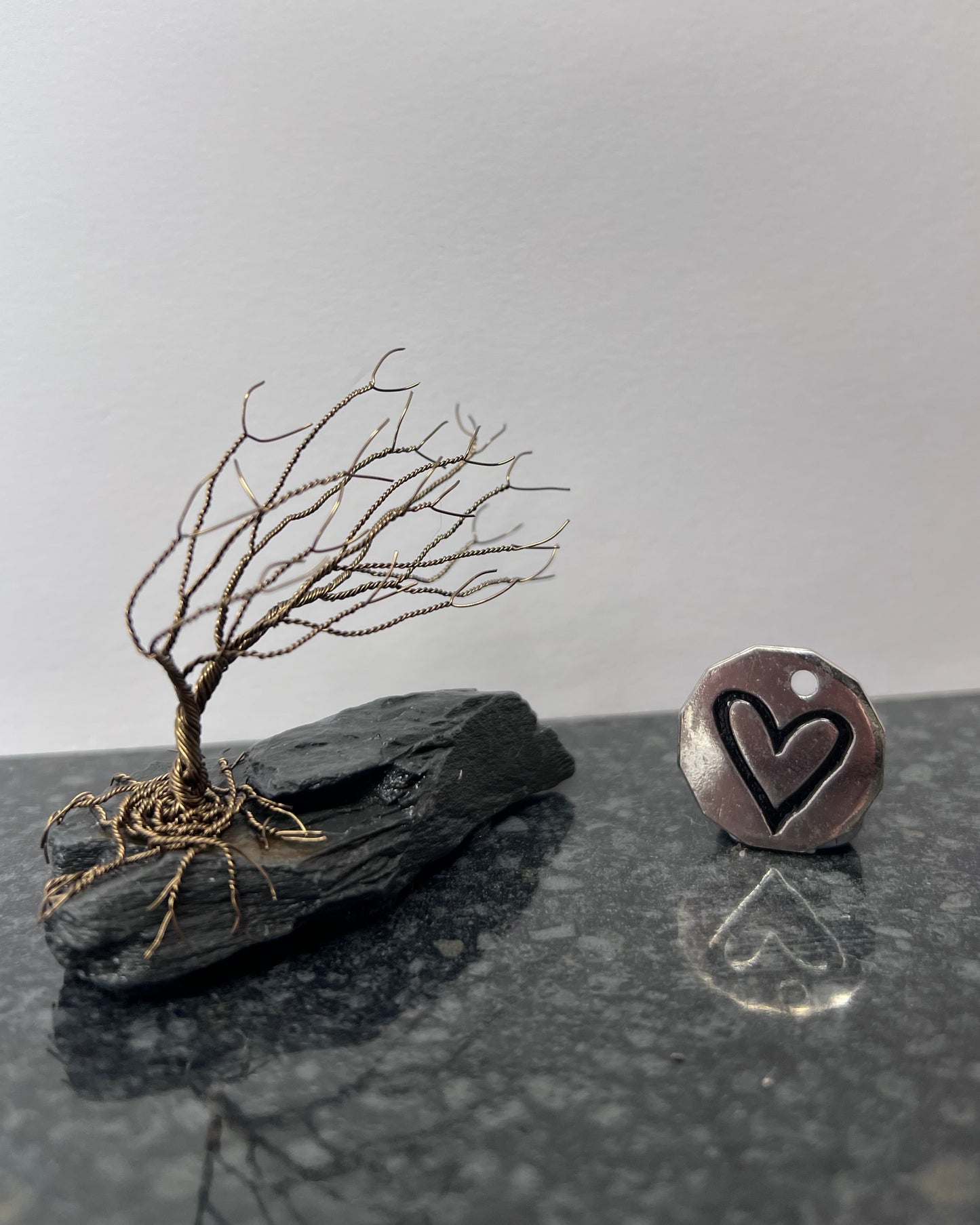 Windswept Celtic Tree Sculpture - Gunmetal on Slate - Small
