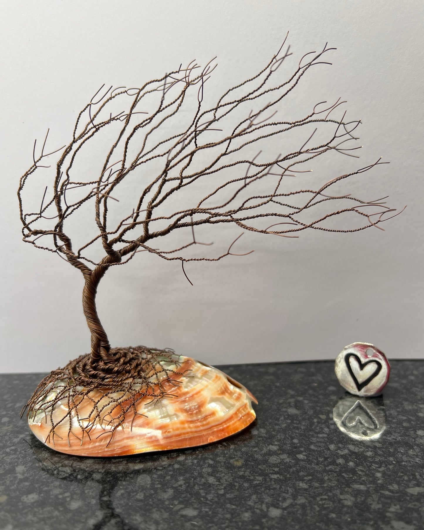 Windswept Celtic Tree Sculpture - Antique Copper on Shell - Medium Plus