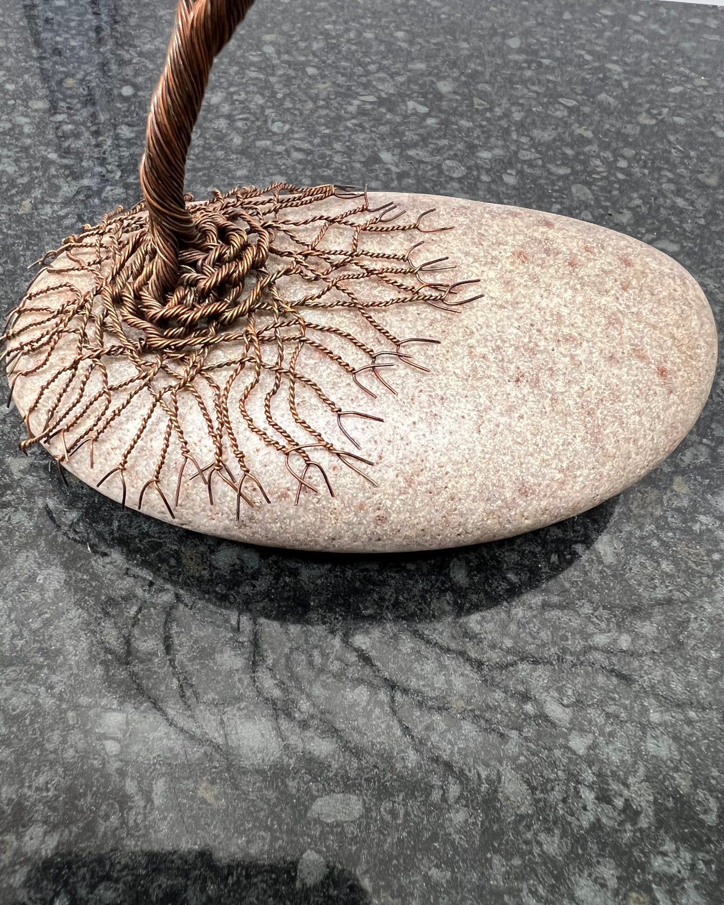 Windswept Celtic Tree Sculpture - Antique Copper on Pebble - Medium Plus
