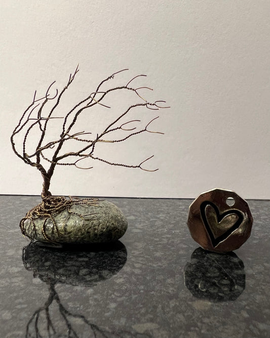 Windswept Celtic Tree Sculpture - Gunmetal on Pebble - Small