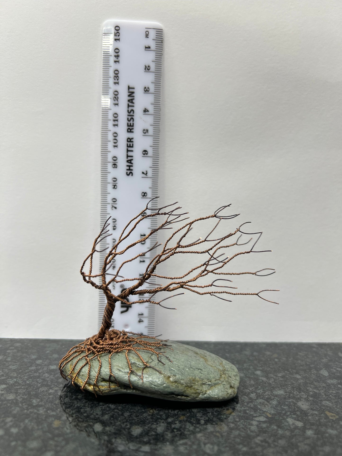 Windswept Celtic Tree Sculpture - Antique Copper on Pebble - Small Plus