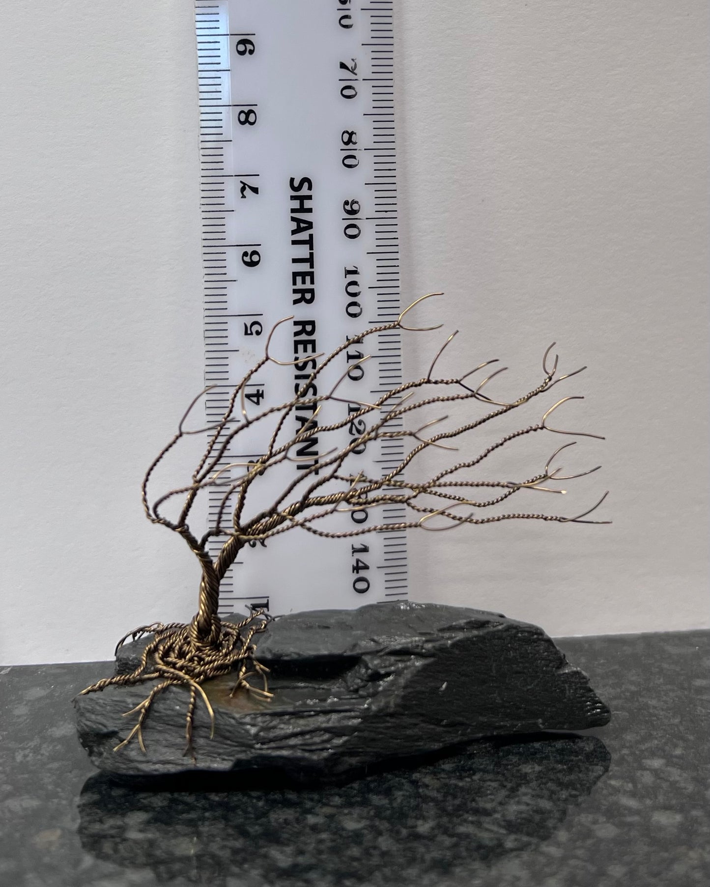 Windswept Celtic Tree Sculpture - Gunmetal on Slate - Small