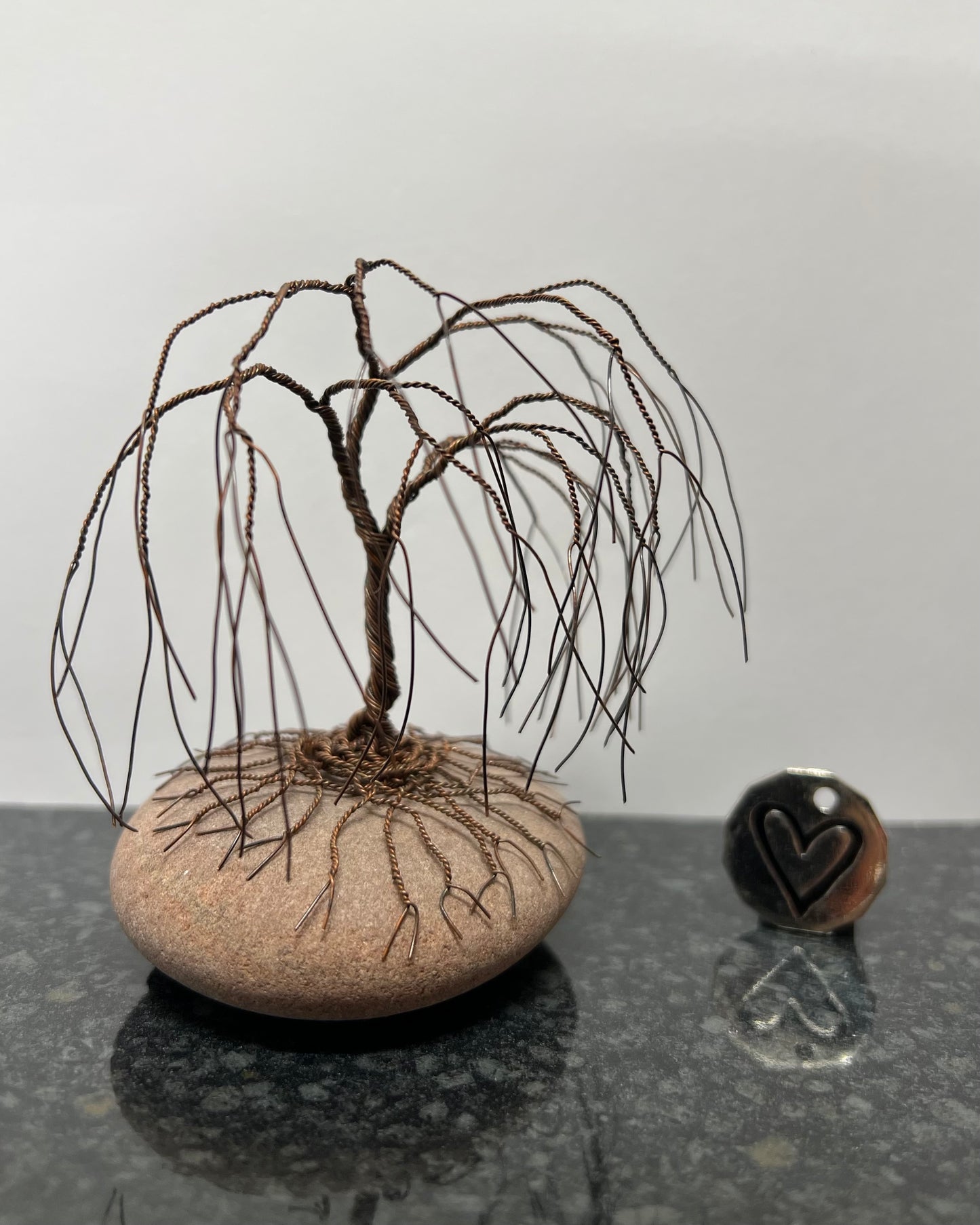 Willow Celtic Tree Sculpture - Antique Copper on Pebble - Small Plus