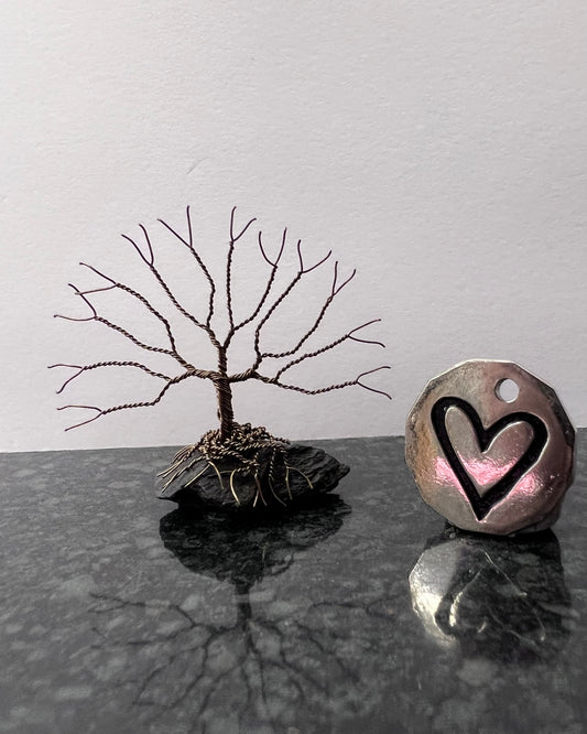 Celtic Tree of Life Sculpture - Gunmetal on Slate - Mini