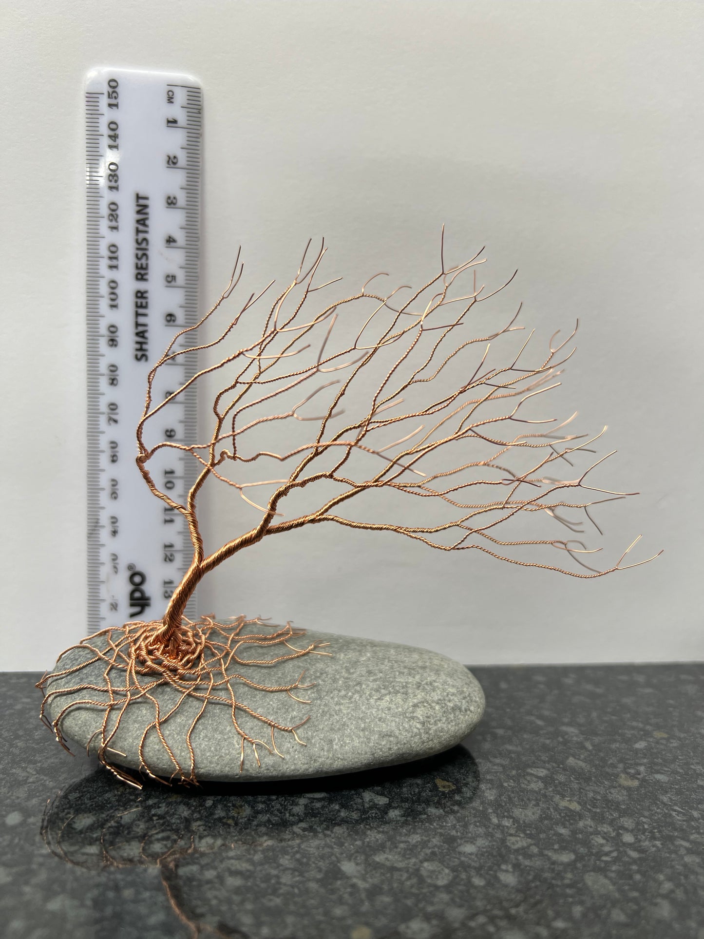 Windswept Celtic Tree Sculpture - Copper on Pebble - Medium