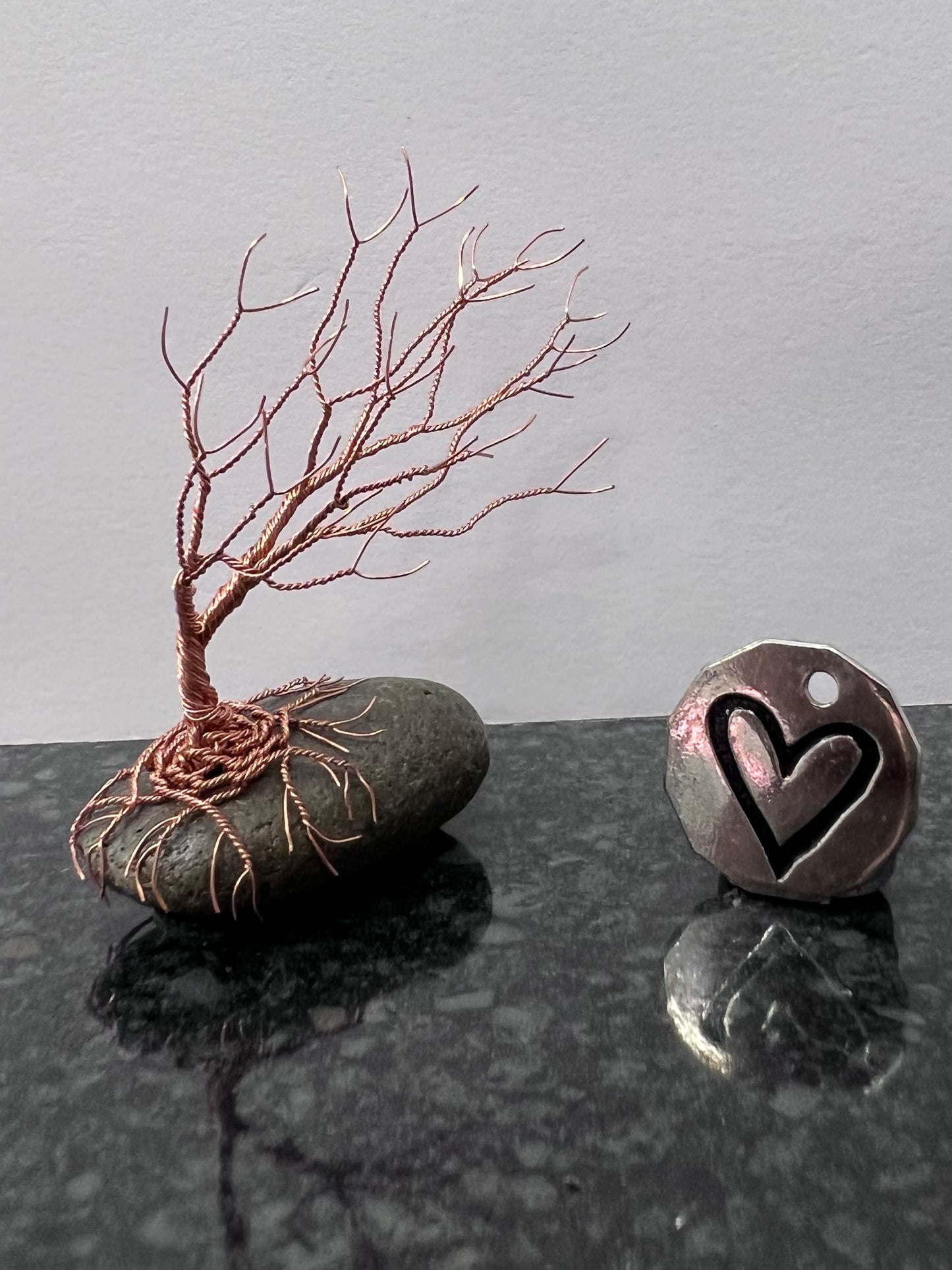 Windswept Celtic Tree Sculpture - Copper on Pebble - Small