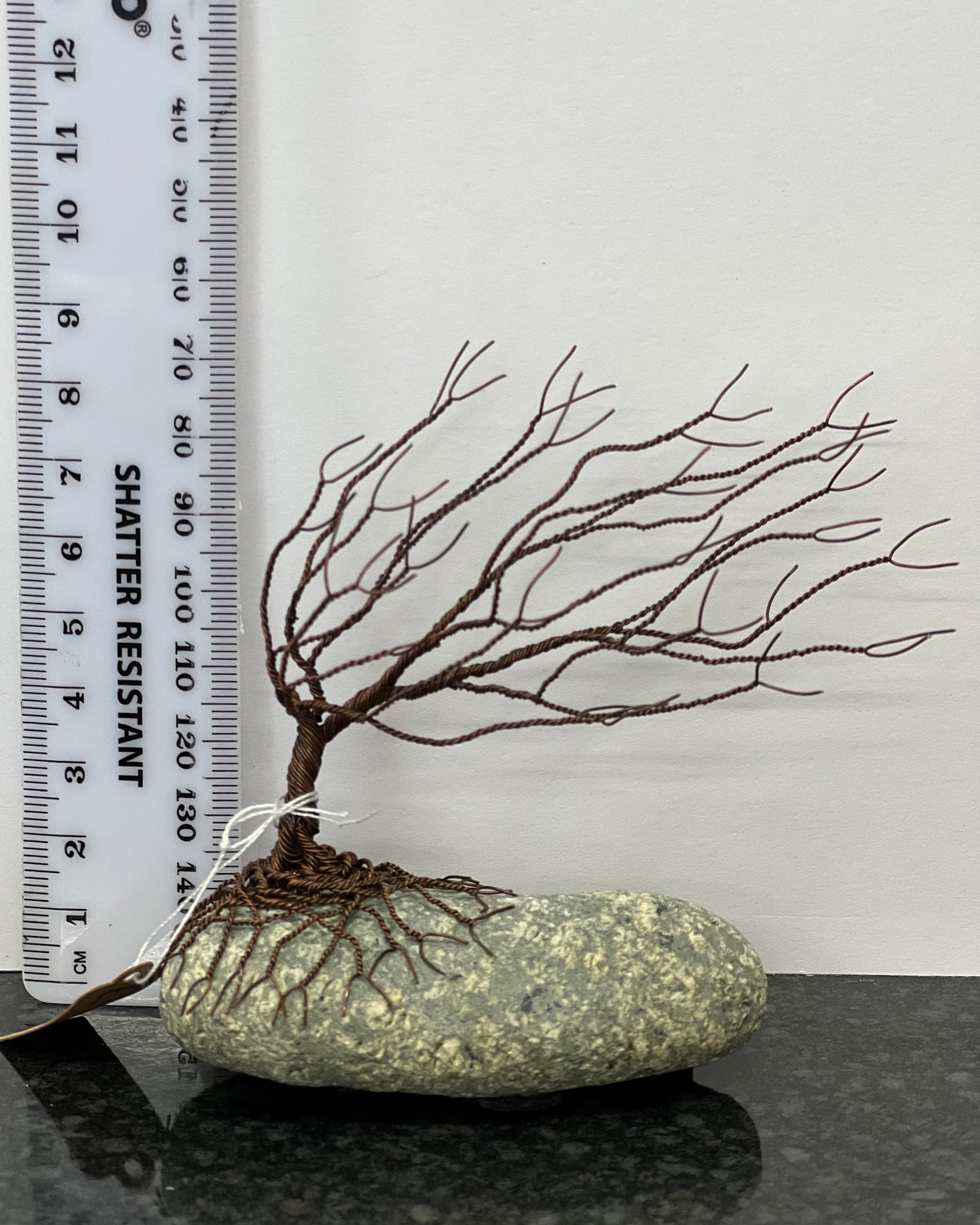 Windswept Celtic Tree Sculpture - Antique Copper on Pebble - Small Plus
