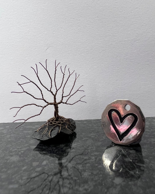 Celtic Tree of Life Sculpture - Gunmetal on Slate - Mini