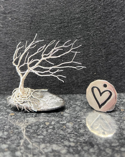 Windswept Celtic Tree Sculpture - Silver (plated) on Pebble - Small
