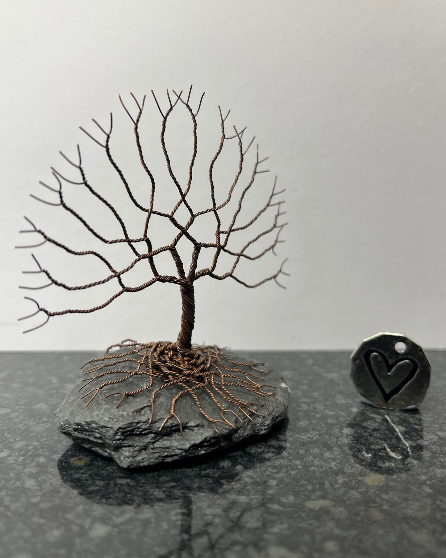 Tree of Life Celtic Tree Sculpture - Antique Copper on Slate - Small Plus